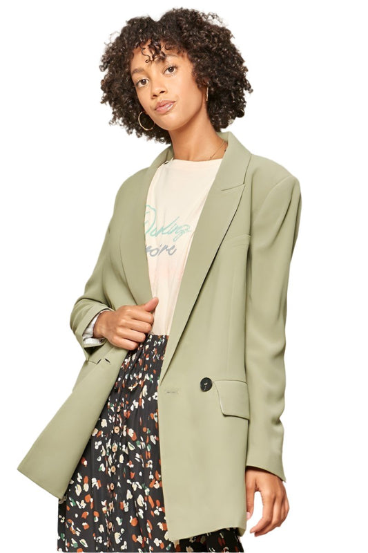 A Solid Woven Blazer Jacket