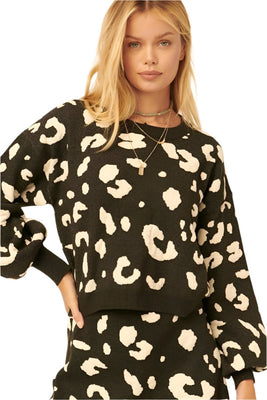 A Leopard Print Pullover Sweater