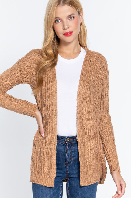 Long Slv Open Front Sweater Cardigan