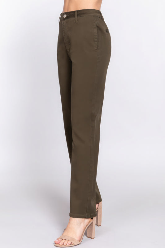 Straight Fit Twill Long Pants