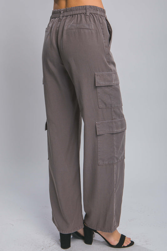 Full-length Tencel Pants With Cargo Pockets