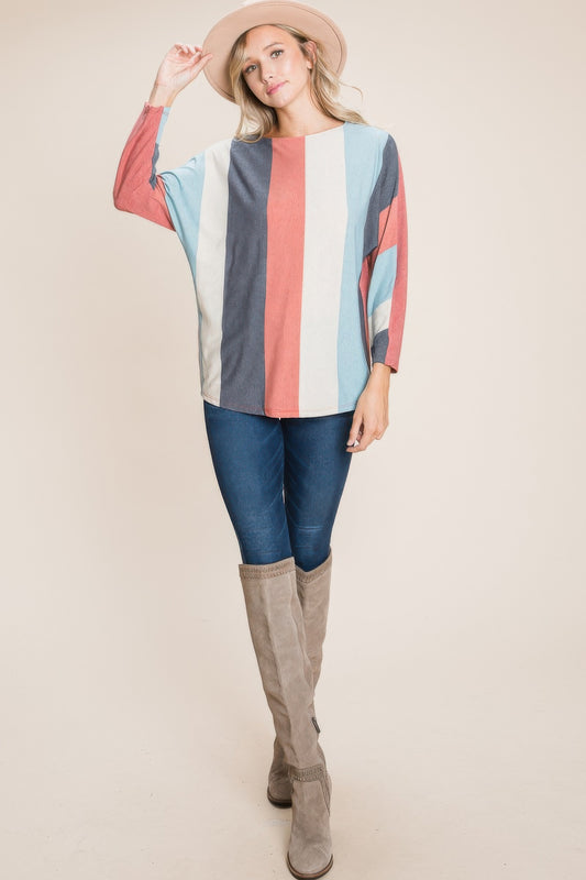 Striped Dolman Sleeves Top