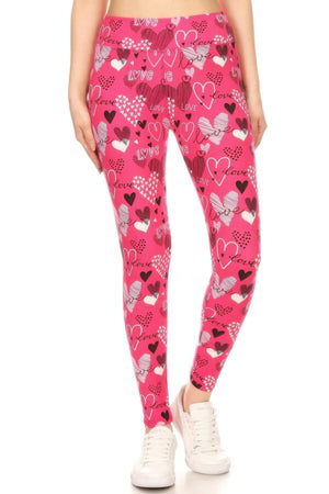 Heart Prints Printed, High Waisted Leggings